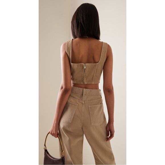 Mara Hoffman Amal Cropped Denim Brown Bustier Top Size 0 - Picture 2 of 7
